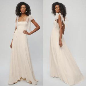 Reformation Ivory Wedding Gown with Bow Straps